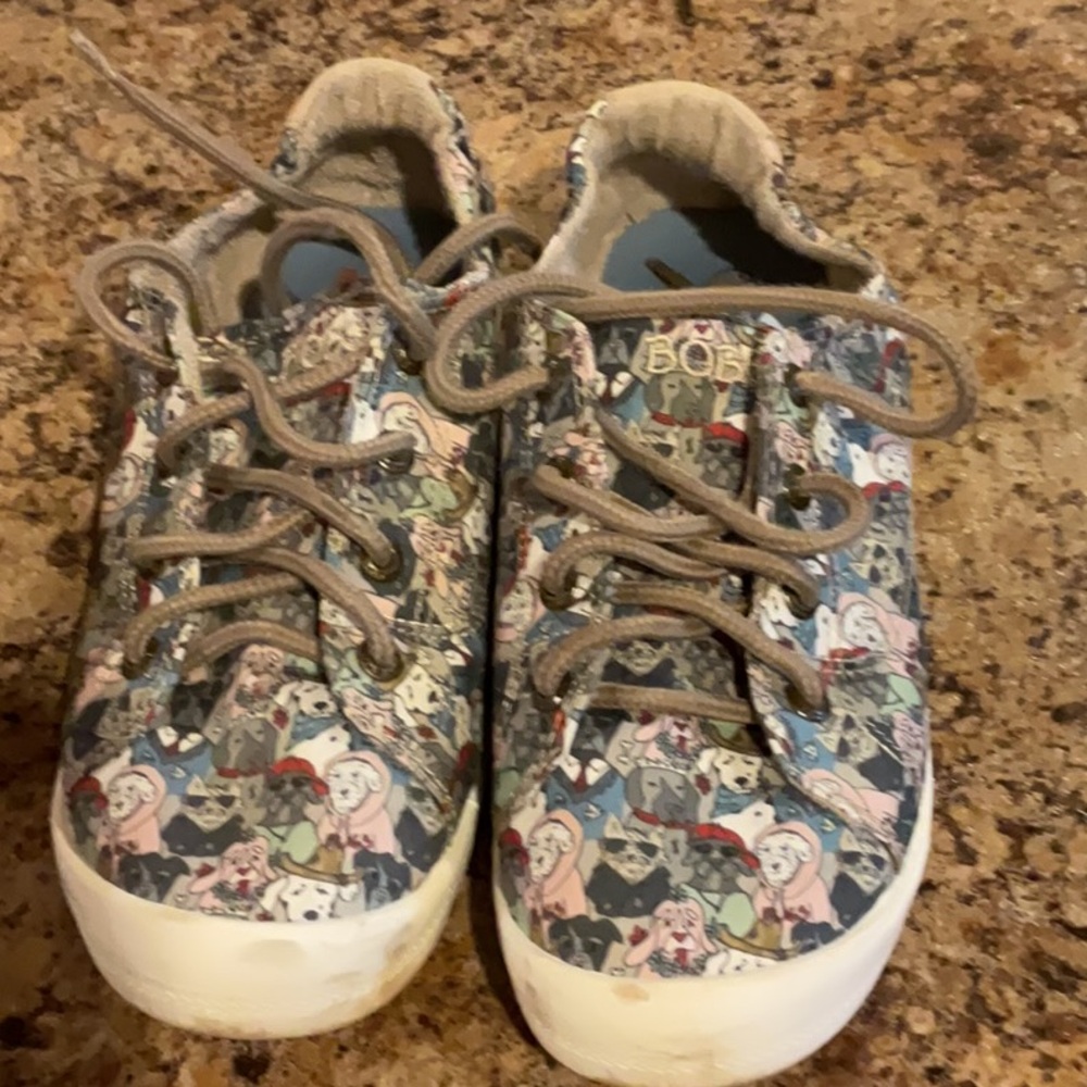 BOBS from Skechers Blue and White Sneakers Floral Low-Top